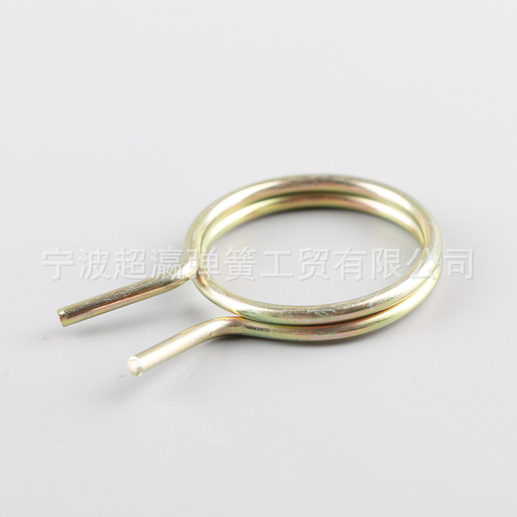 Muelle de torsión de sujeción con abrazadera de acero inoxidable.