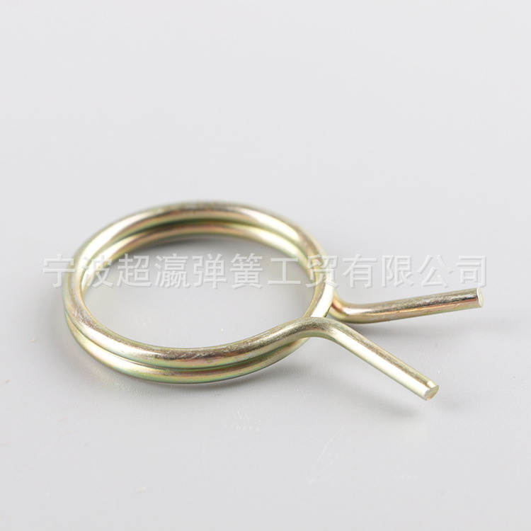 Muelle de torsión de sujeción con abrazadera de acero inoxidable.